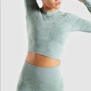 Gymshark Green Camo Seamless long sleeve set